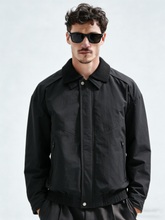 Double-layered collar threaded cotton jacket