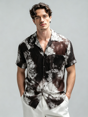 Chemise décontractée en lin imprimé pour homme