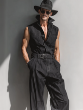 Men's Lightweight Sleeveless Denim Jumpsuit((Belt not included))
