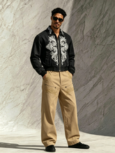 Men's Casual Embroidered Straight-Leg Trousers