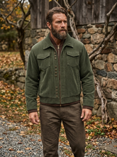 Men's Double-Layer Color-Block Corduroy Jacket