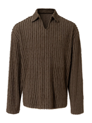 Men's Fashion V-Neck Embroidered Long-Sleeve Top