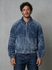 Men's blue pure cotton corduroy jacket