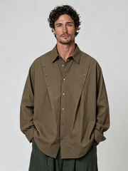Men's Casual Shirt with Pleated Design