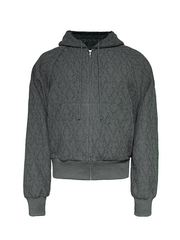 Men's cropped hooded sweatshirt with a textured jacquard finish