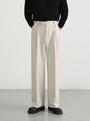 Men's Italian-style wide-leg casual trousers with a relaxed, straight fit.