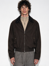 Corduroy-collar panelled jacket