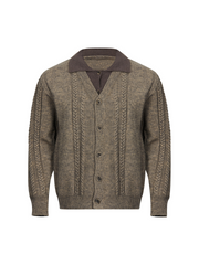 Vintage-style cable-knit high-neck cardigan – a relaxed, laid-back knitwear piece