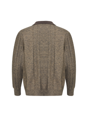 Vintage-style cable-knit high-neck cardigan – a relaxed, laid-back knitwear piece