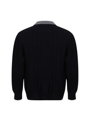 Vintage-style cable-knit high-neck cardigan – a relaxed, laid-back knitwear piece