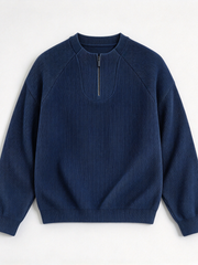 Dark Grey-Green Oversized Half-Zip Sweatshirt