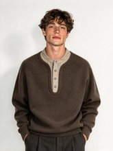 Blended-wool Henley sweatshirt