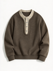 Blended-wool Henley sweatshirt