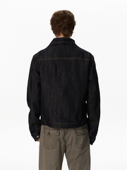 Stand-Collar Deconstructed-Style Denim Jacket