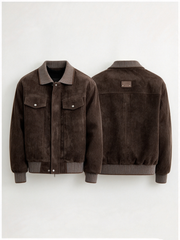 Stylish denim-look jacket with a fold-down collar