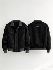 Stylish denim-look jacket with a fold-down collar