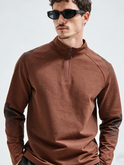 Quick-drying, fleece zipper stand-up collar base layer