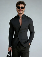 Fashion chain stand-up collar overlapping coat
