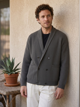 Men's Tencel-Wool Blend Shawl-Collar Sweater