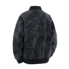 Giacca casual in pelle scamosciata con cerniera da uomo