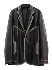 Men's Casual Color-Block PU Leather Jacket