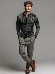 Top da uomo con stampa luminosa e collo alto