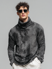 Top casual da uomo con risvolto stampato ampio
