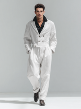 Combinaison col costume en lin pour homme