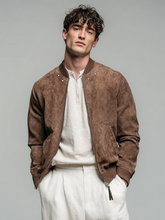 Veste décontractée en daim à fermeture éclair pour homme