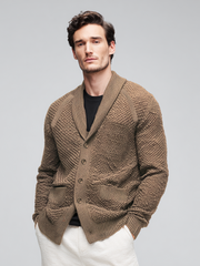 Cappotto casual da uomo in maglia con tasca