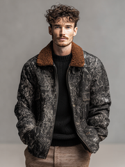 Giacca stampata con colletto in lana alla moda da uomo