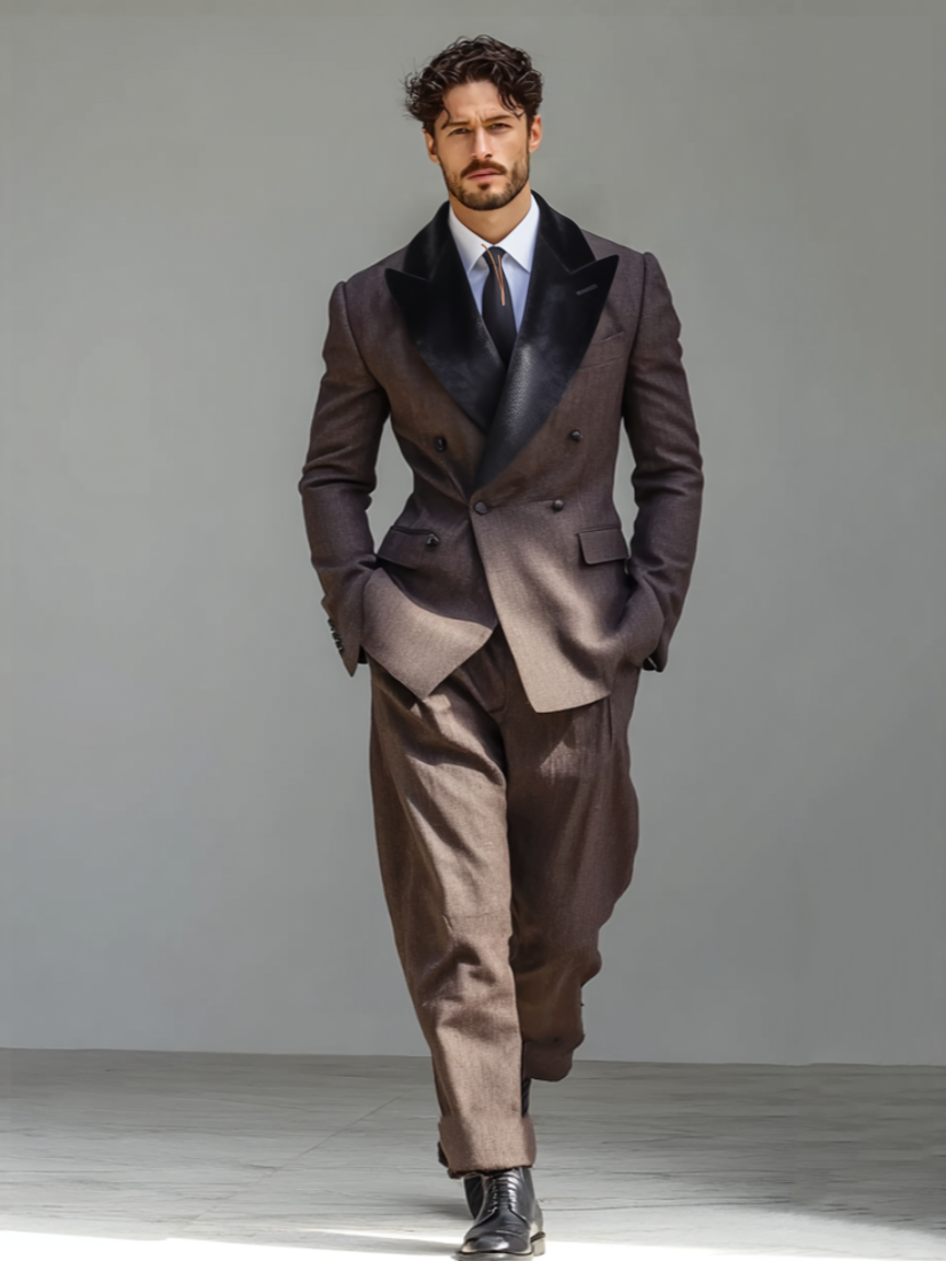Completo da uomo alla moda con colletto in peluche