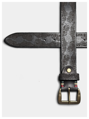 Leather belt with handcrafted copper snap fasteners made of genuine leather