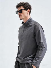 Quick-drying, fleece zipper stand-up collar base layer
