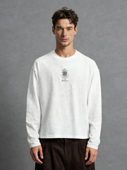 Fashionable printed pure cotton round-neck hoodie