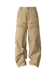 Men's Casual Embroidered Straight-Leg Trousers