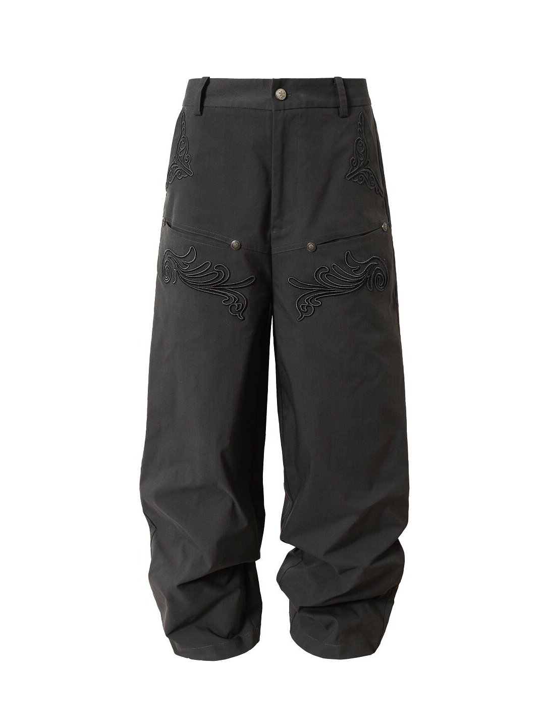 Men's Casual Embroidered Straight-Leg Trousers