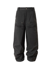 Men's Casual Embroidered Straight-Leg Trousers