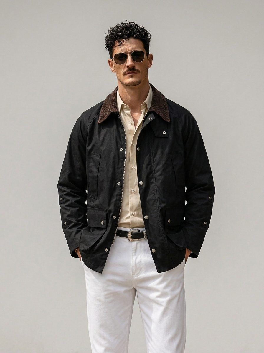 Men's Multi-Pocket Utility Windbreaker Jacket