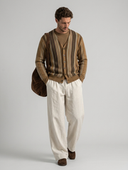 Men's Striped Jacquard Knit Cardigan