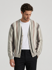 Men's Striped Jacquard Knit Cardigan