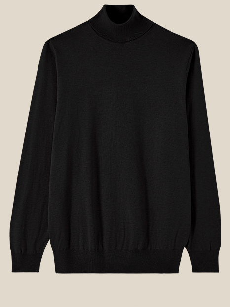 High-neck wool-blend knit base layer