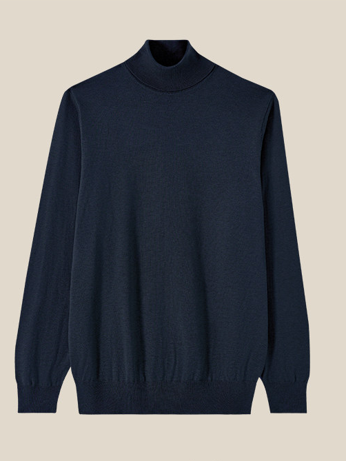 High-neck wool-blend knit base layer