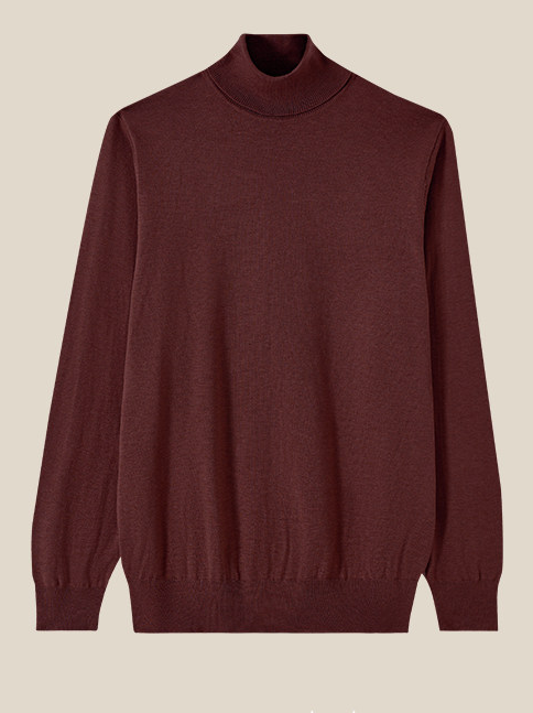High-neck wool-blend knit base layer