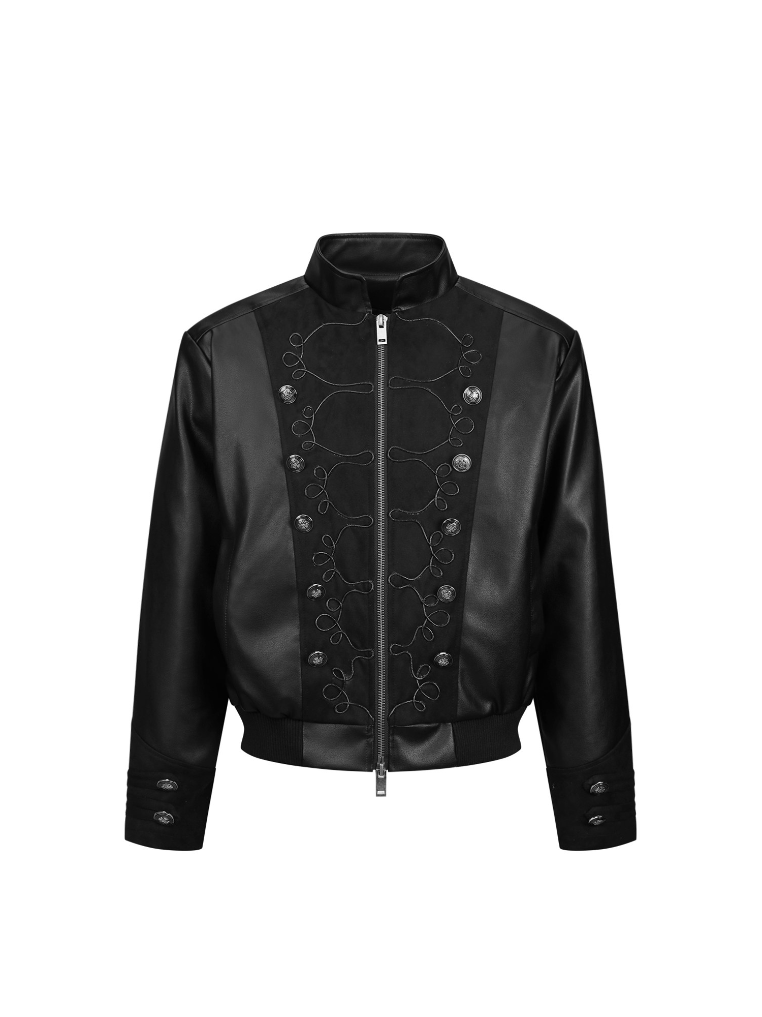Men's Button-Front Napoleon-Style Leather Jacket