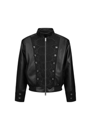 Men's Button-Front Napoleon-Style Leather Jacket
