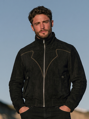 Faux Suede Padded Jacket with Wool Filling