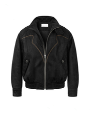 Faux Suede Padded Jacket with Wool Filling