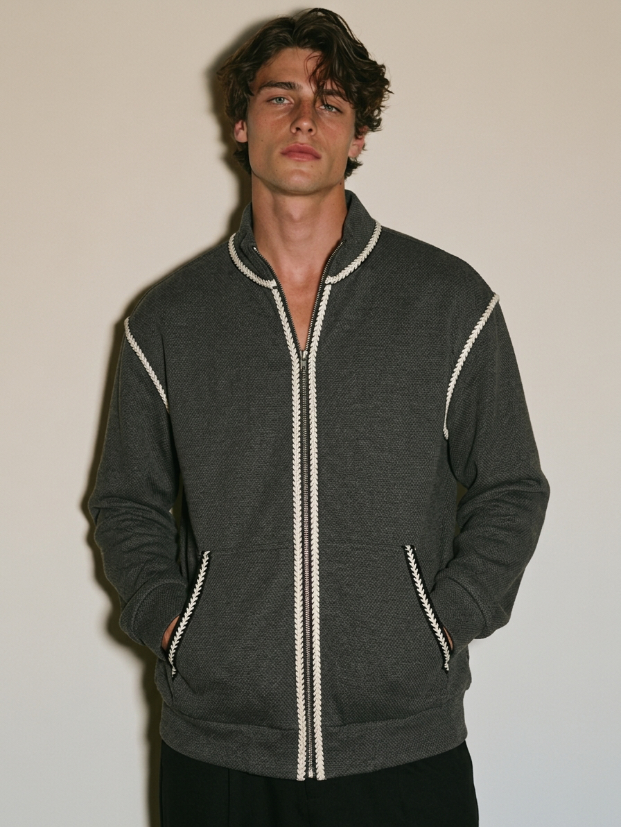 Men's casual baseball-collar jacket
