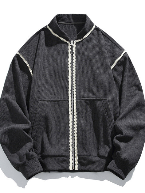 Men's casual baseball-collar jacket